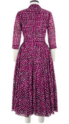 Aster Dress Shirt Collar 3/4 Sleeve Midi Length Cotton Musola (Brushed Dots Small)