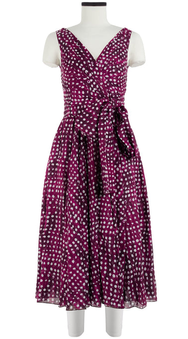 Vivien Dress #1 V Neck Sleeveless Midi Length Cotton Musola (Brushed Dots Small)