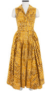 Clara Dress Shirt Collar Sleeveless Midi Length Cotton Stretch (Brushed Dots Small)