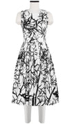 Florance Dress #2 Crew Neck Sleeveless Long Length Cotton Stretch (Calligraphy Tree)