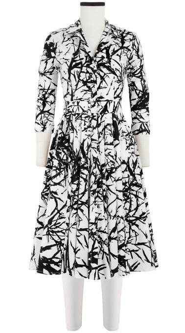 Laurent Dress Shirt Collar 3/4 Sleeve Long Length Cotton Stretch (Calligraphy Tree)