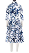 Audrey Dress #2 Shirt Collar 3/4 Sleeve Long Length Cotton Stretch (Calligraphy Tree)