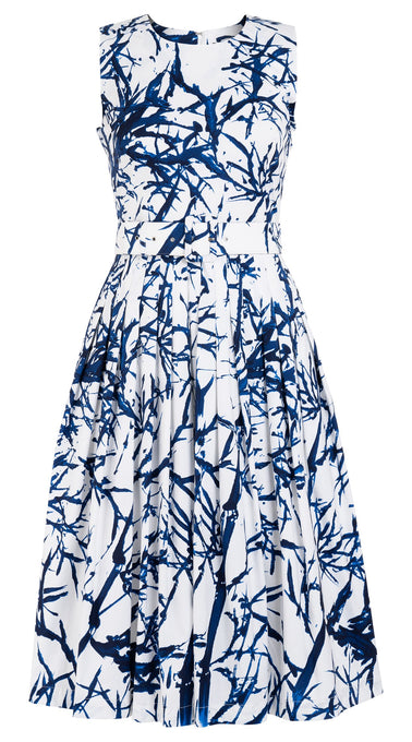 Florance Dress #2 Crew Neck Sleeveless Long Length Cotton Stretch (Calligraphy Tree)