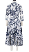 Audrey Dress #4 Shirt Collar 3/4 Sleeve Midi Length Cotton Musola (Calligraphy Tree)