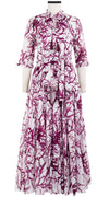 Eden Dress Crew Neck 3/4 Sleeve with Hamilton Belt Maxi Length Cotton Musola (Calligraphy Tree)
