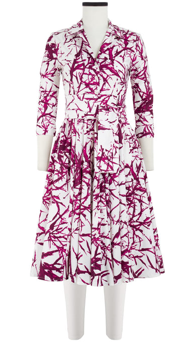 Laurent Dress Shirt Collar 3/4 Sleeve Long Length Cotton Stretch (Calligraphy Tree)