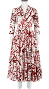 Aster Dress Shirt Collar 3/4 Sleeve Midi Length Cotton Musola (Calligraphy Tree)