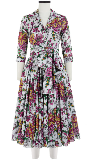 Aster Dress Shirt Collar 3/4 Sleeve Midi Length Cotton Musola (Cambridge Poplin Bright)