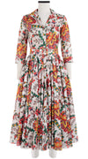 Aster Dress Shirt Collar 3/4 Sleeve Midi Length Cotton Musola (Cambridge Poplin Bright)
