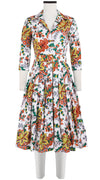 Audrey Dress #4 Shirt Collar 3/4 Sleeve Long Length Cotton Stretch (Cambridge Poplin Bright)