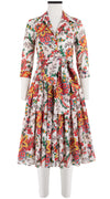 Audrey Dress #4 Shirt Collar 3/4 Sleeve Long Length Cotton Musola (Cambridge Poplin Bright)