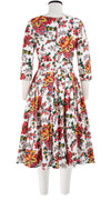 Florance Dress #2 Boat Neck 3/4 Sleeve Long Length Cotton Stretch (Cambridge Poplin Bright)