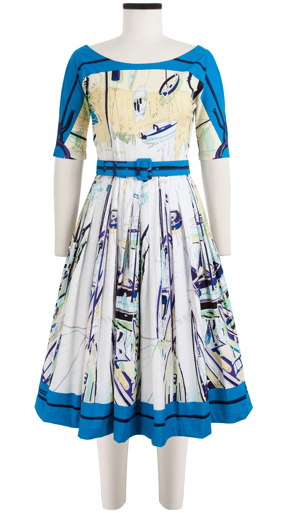 May Dress #2 Boat Neck 1/2 Sleeve Cotton Stretch (Canne)