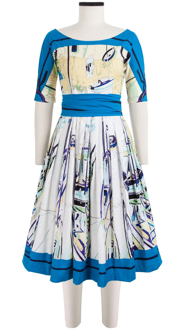 May Dress #2 Boat Neck 1/2 Sleeve Cotton Stretch (Canne)
