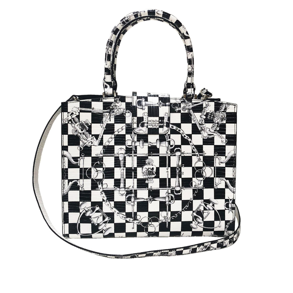 Cara Tote Medium_LV Checkers_White Black