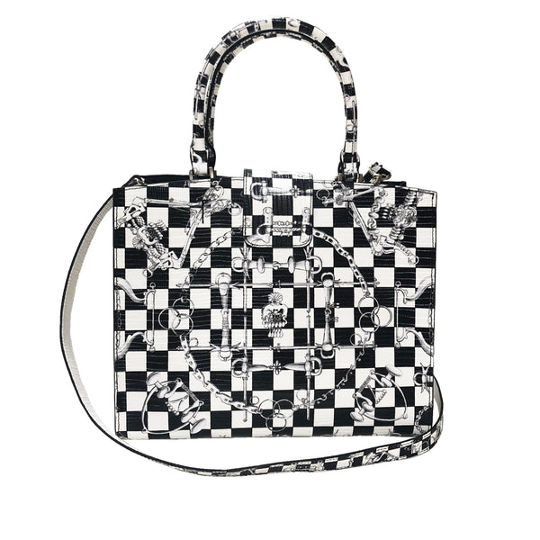 Cara Tote Medium_LV Checkers_White Black