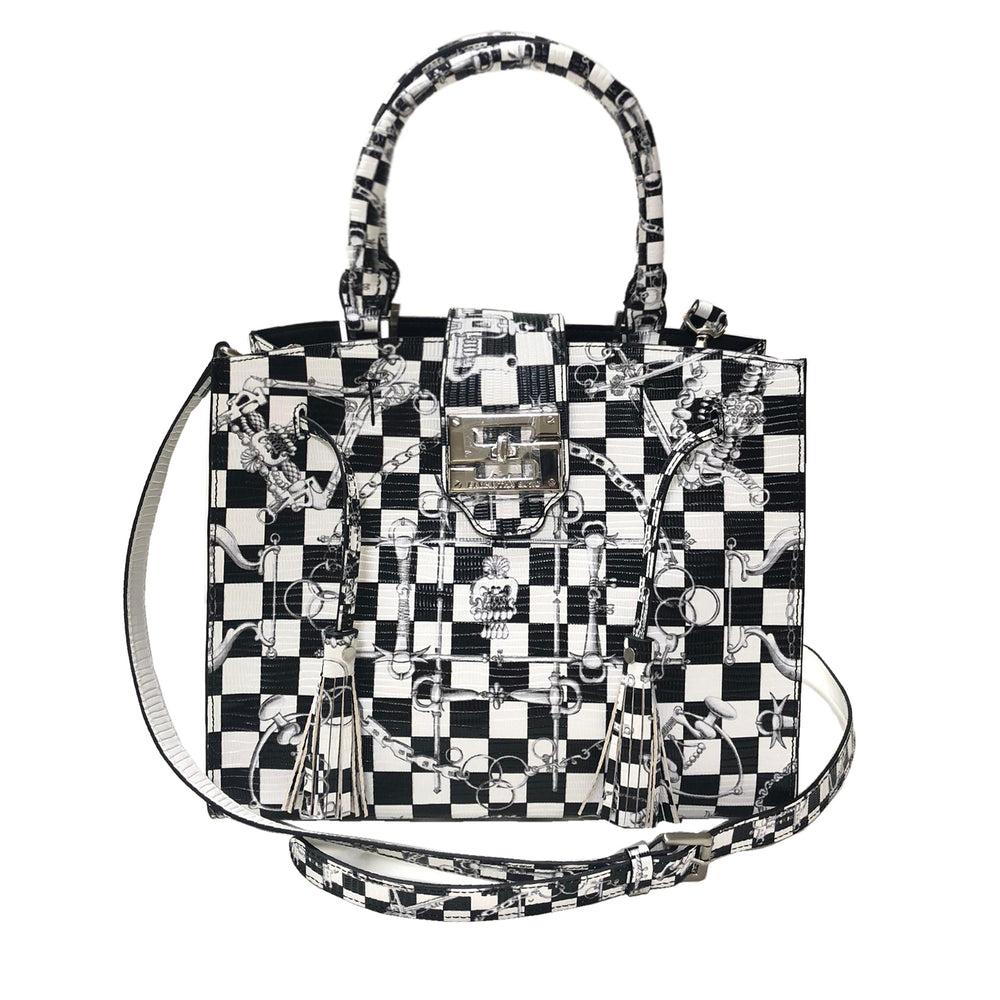 Cara Tote Medium_LV Checkers_White Black