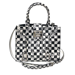 Cara Tote Medium_LV Checkers_White Black