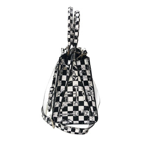 Cara Tote Medium_LV Checkers_White Black