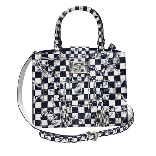 Cara Tote Medium_LV Checkers_White Indigo