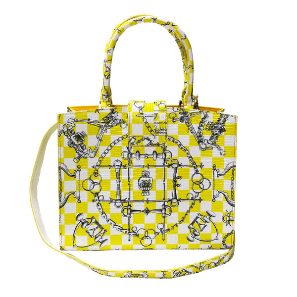 Cara Tote Medium_LV Checkers_White Lemon Yellow