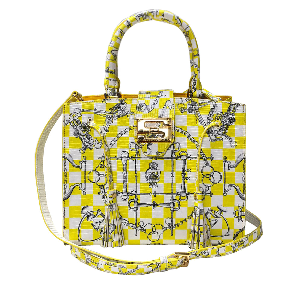 Cara Tote Medium_LV Checkers_White Lemon Yellow