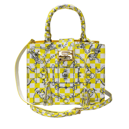 Cara Tote Medium_LV Checkers_White Lemon Yellow