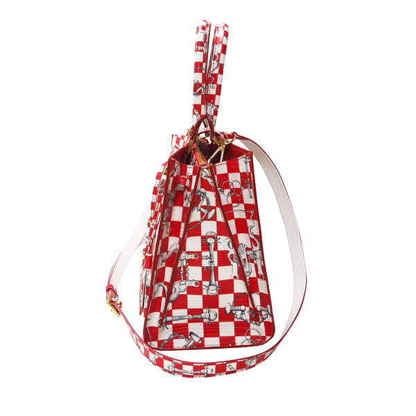Cara Tote Medium_LV Checkers_White Red