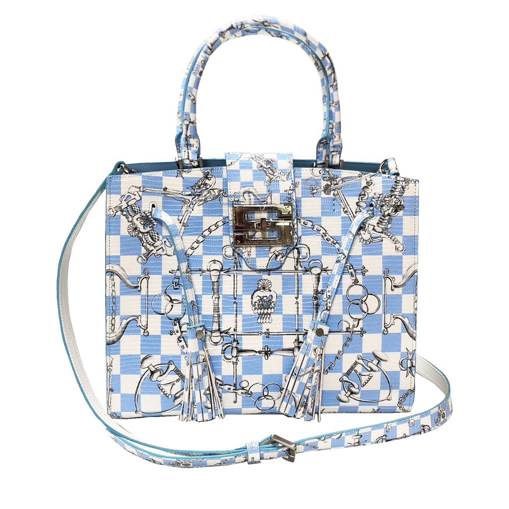 Cara Tote Medium_LV Checkers_White Sky Blue