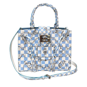 Cara Tote Medium_LV Checkers_White Sky Blue