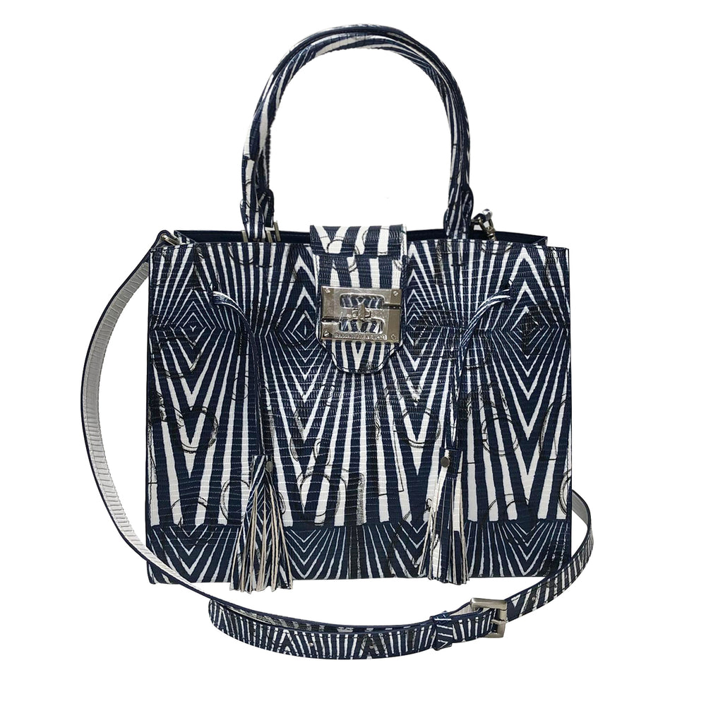 Cara Tote Medium_Saddle Chain M_Indigo