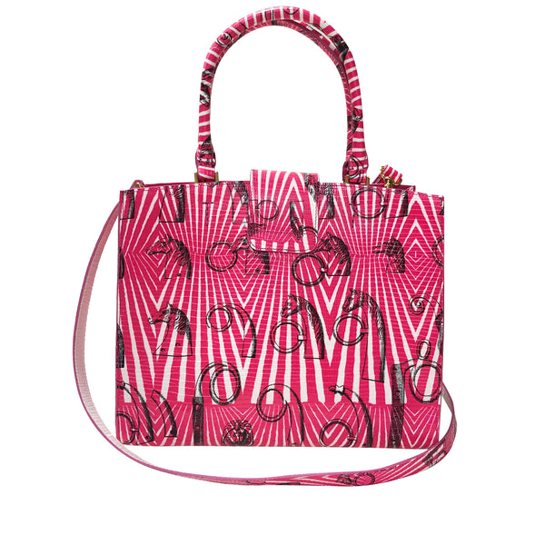 Cara Tote Medium_Saddle Chain M_Pink