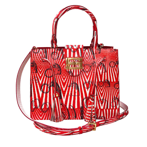 Cara Tote Medium_Saddle Chain M_Red