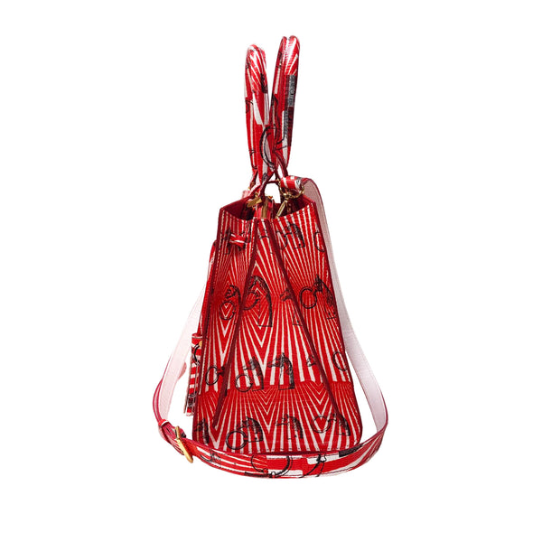 Cara Tote Medium_Saddle Chain M_Red