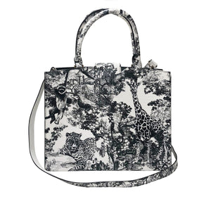 Cara Tote Medium_Safari Toile White_White Black