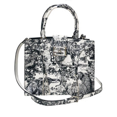 Cara Tote Medium_Safari Toile White_White Black