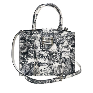 Cara Tote Medium_Safari Toile White_White Black