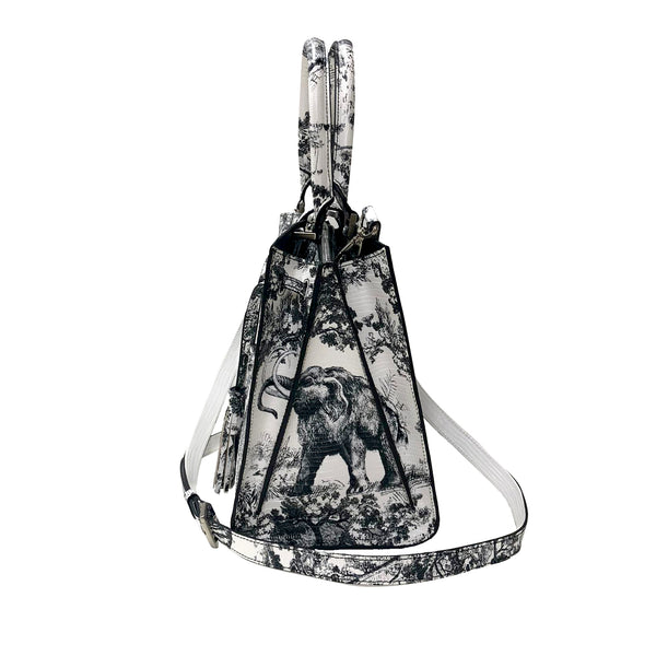 Cara Tote Medium_Safari Toile White_White Black