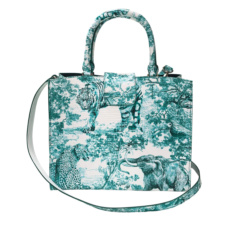 Cara Tote Medium_Safari Toile White_White Jade