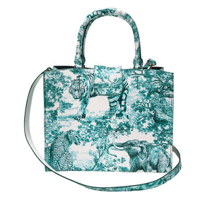 Cara Tote Medium_Safari Toile White_White Jade