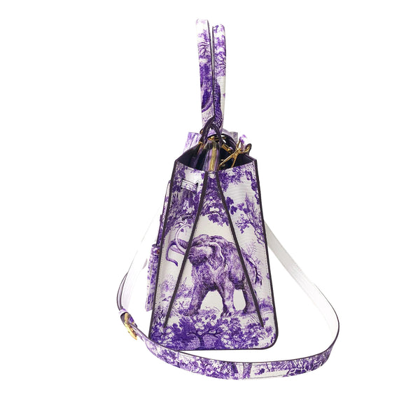 Cara Tote Medium_Safari Toile White_White Lilac