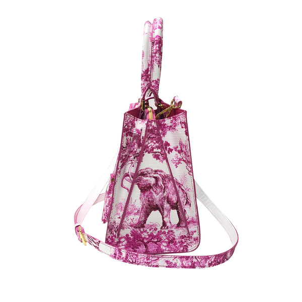 Cara Tote Medium_Safari Toile White_White Pink