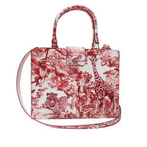 Cara Tote Medium_Safari Toile White_White Red