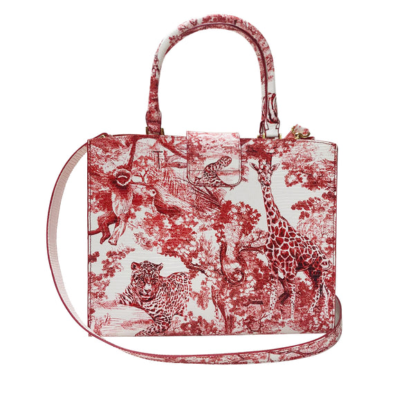 Cara Tote Medium_Safari Toile White_White Red