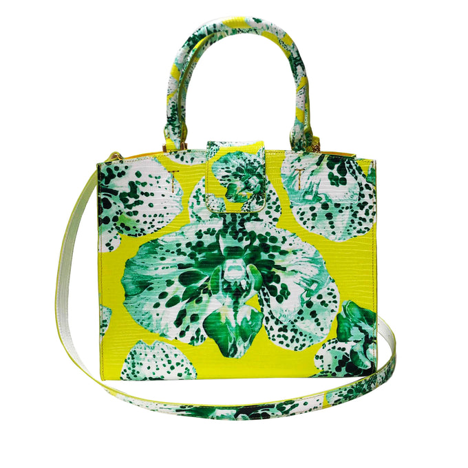 Cara Tote Medium_Speckled Orchid Ground_Lemon Yellow Green