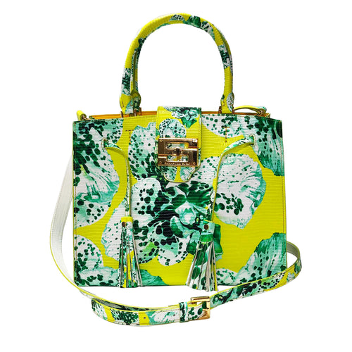 Cara Tote Medium_Speckled Orchid Ground_Lemon Yellow Green