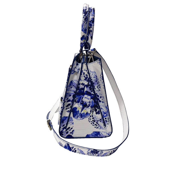 Cara Tote Medium_Speckled Orchid White_White Blue