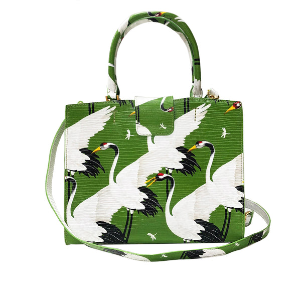 Cara Tote Medium_White Crane Bright_Apple Green