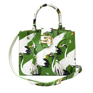 Cara Tote Medium_White Crane Bright_Apple Green