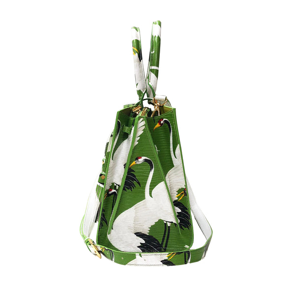 Cara Tote Medium_White Crane Bright_Apple Green